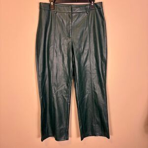 Avec Fes Filies Green Faux Leather Wide Leg Pants Size XL